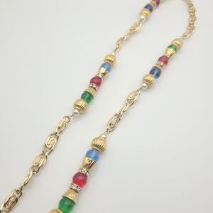 Colorful Beaded Necklace with Gold Chain Links - ☀️ 3/$40